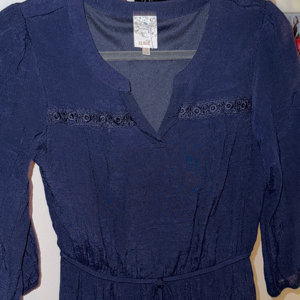 NAIF Navy Blue Midi Dress - Picture 3 of 6